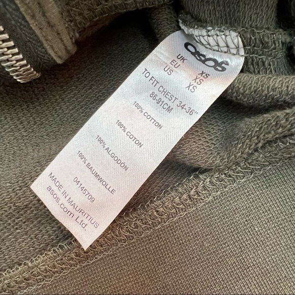 asos Army Green Jersey Full Zip Women's Aviator Jacket Size XS - Picture 10 of 13